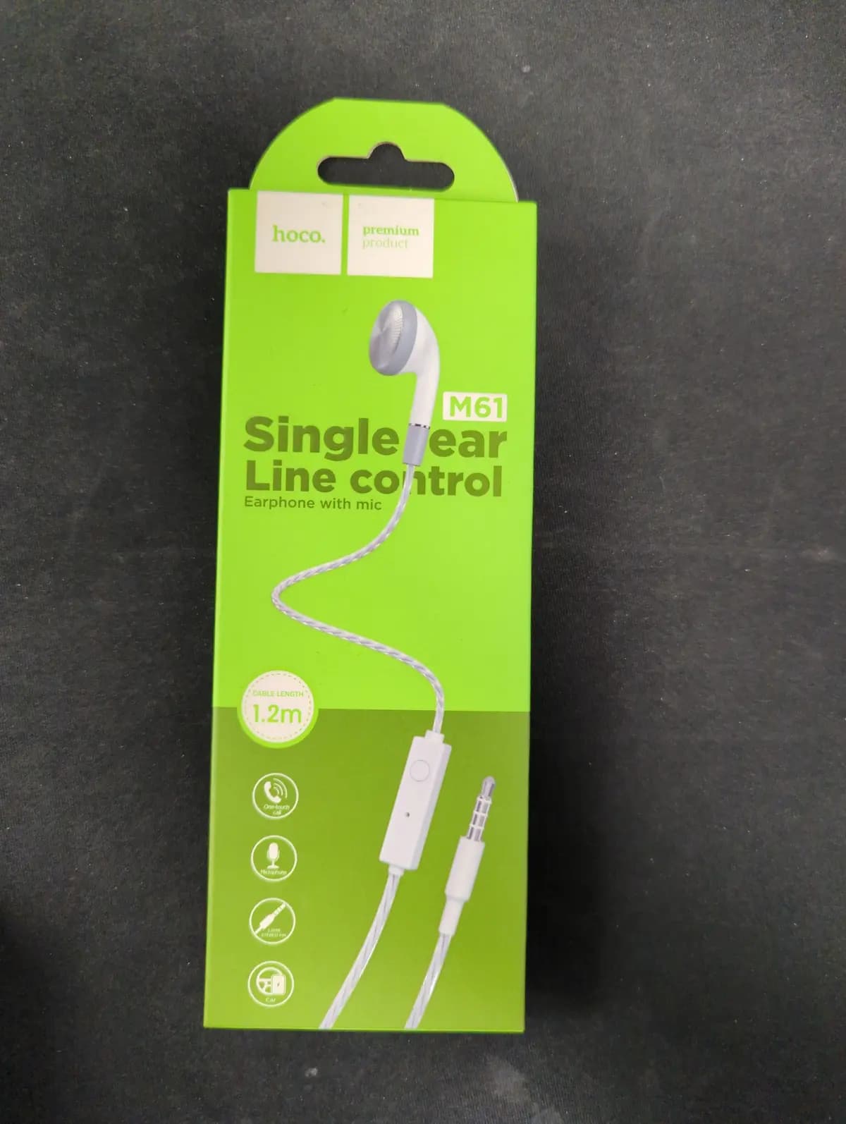 Hoco M61 | Universal 3.ausines 5mm Single line earphone /w Mic - White