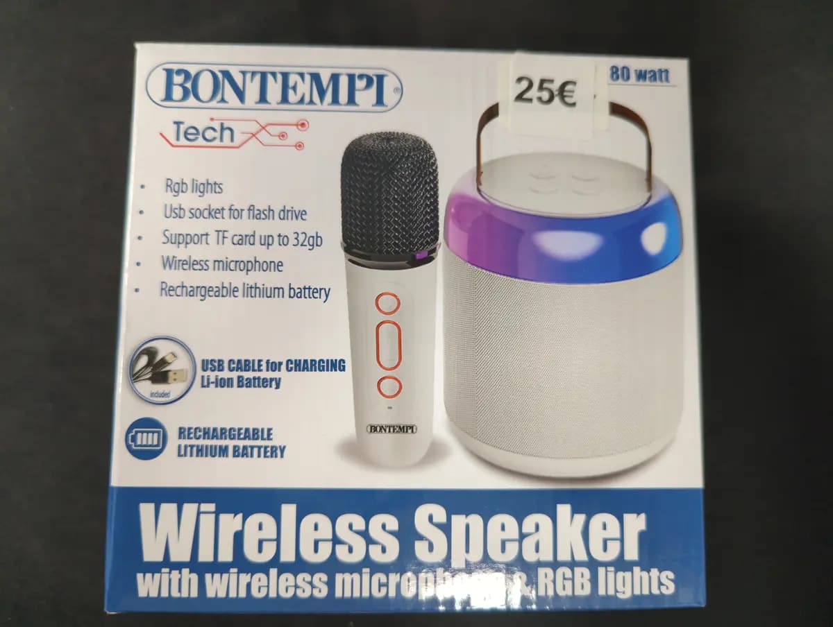 BONTEMPI belaidis garsiakalbis su mikrofonu ir RGB