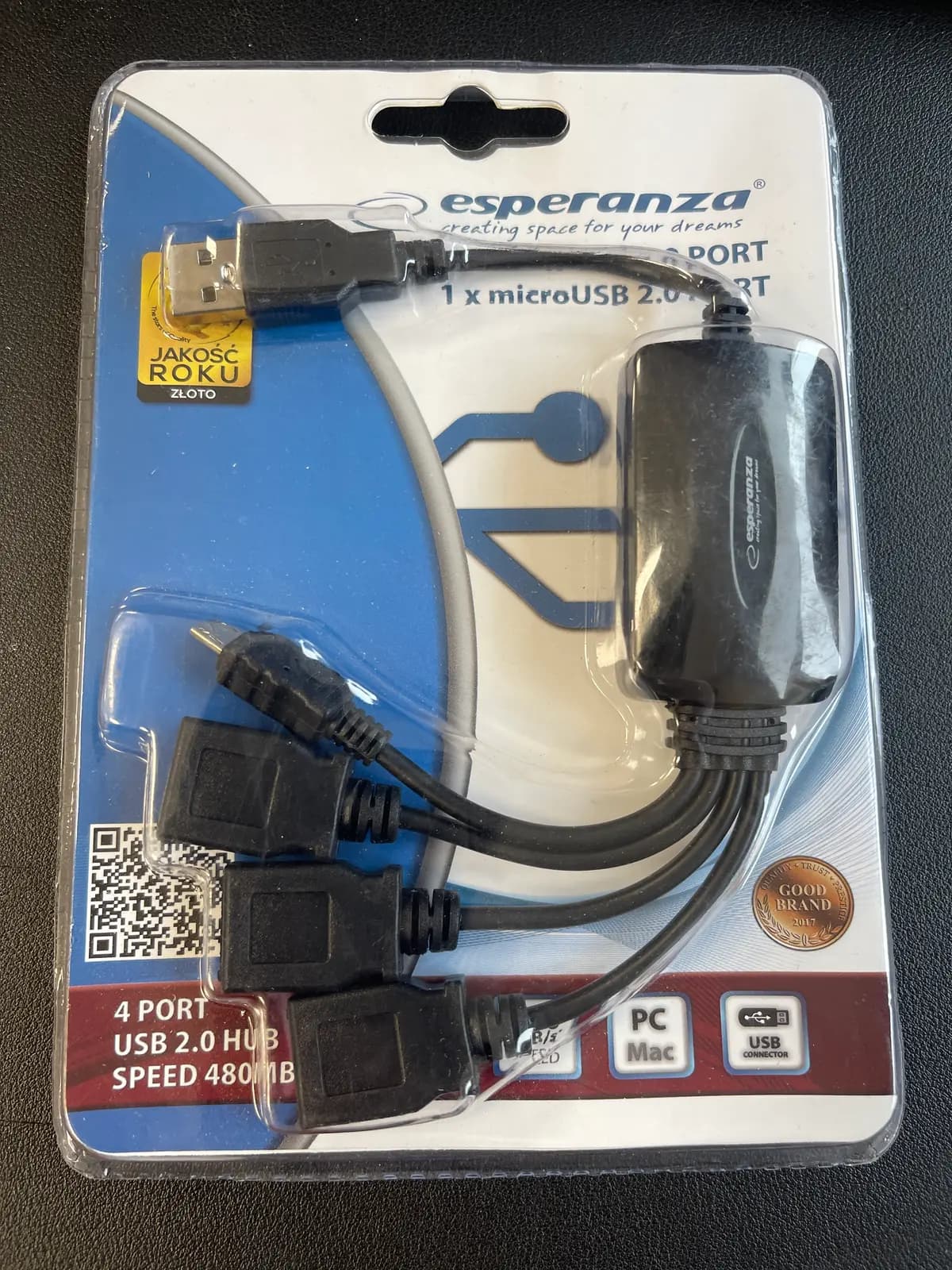Esperanza EA158 Концентратор на 4 разъема USB2.0 - 3 x USB, 1 x microUSB.