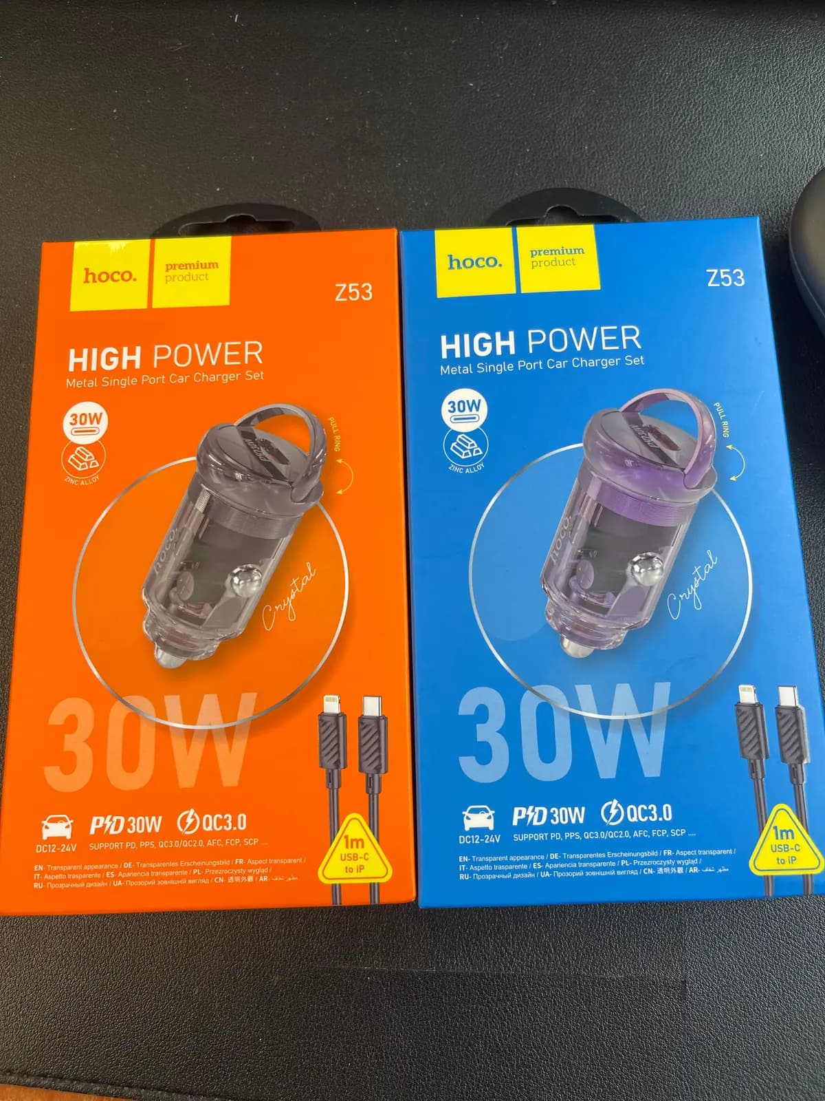 HOCO Z53 – automobilinis įkroviklis 30 W, USB-C PD, su USB-C–Lightning laidu
