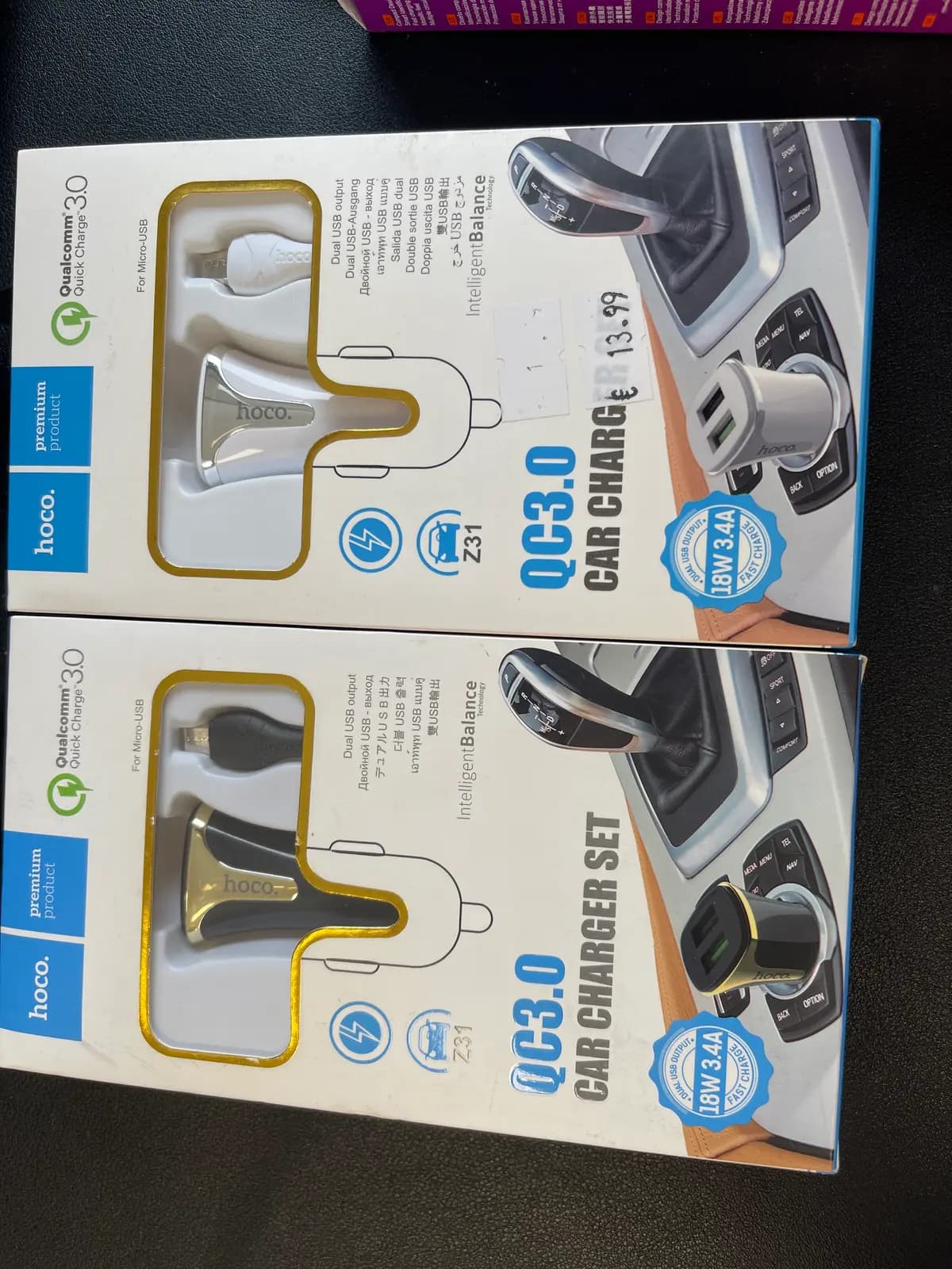 Hoco Z31 Car Charger + Micro USB Cable, 2xUSB QC3.0, 18W
