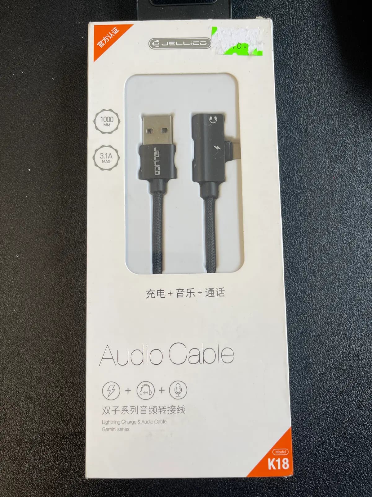 Originalus adapater kabelinis jellico k18 usb lightning ausinės juodas