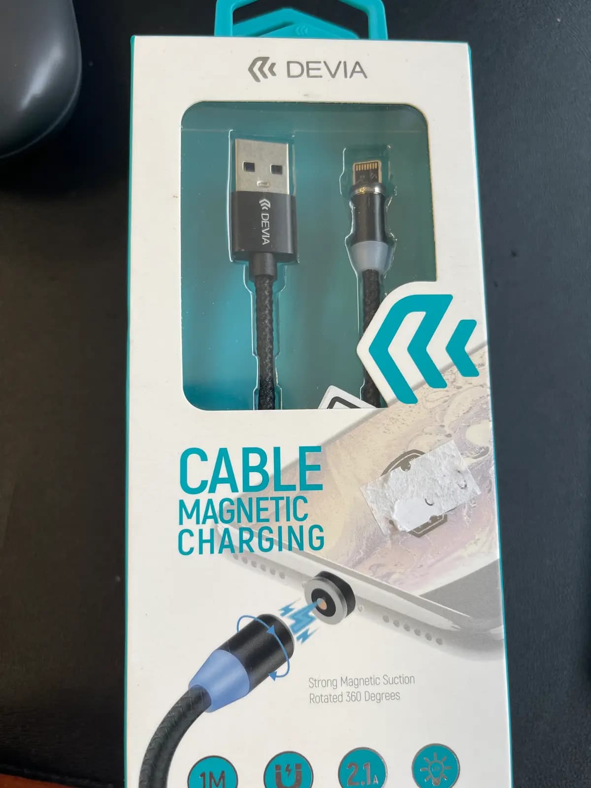 USB kabelis Devia Gracious Magnetic Lightning 1.0m (juodas) 5V 2.1A