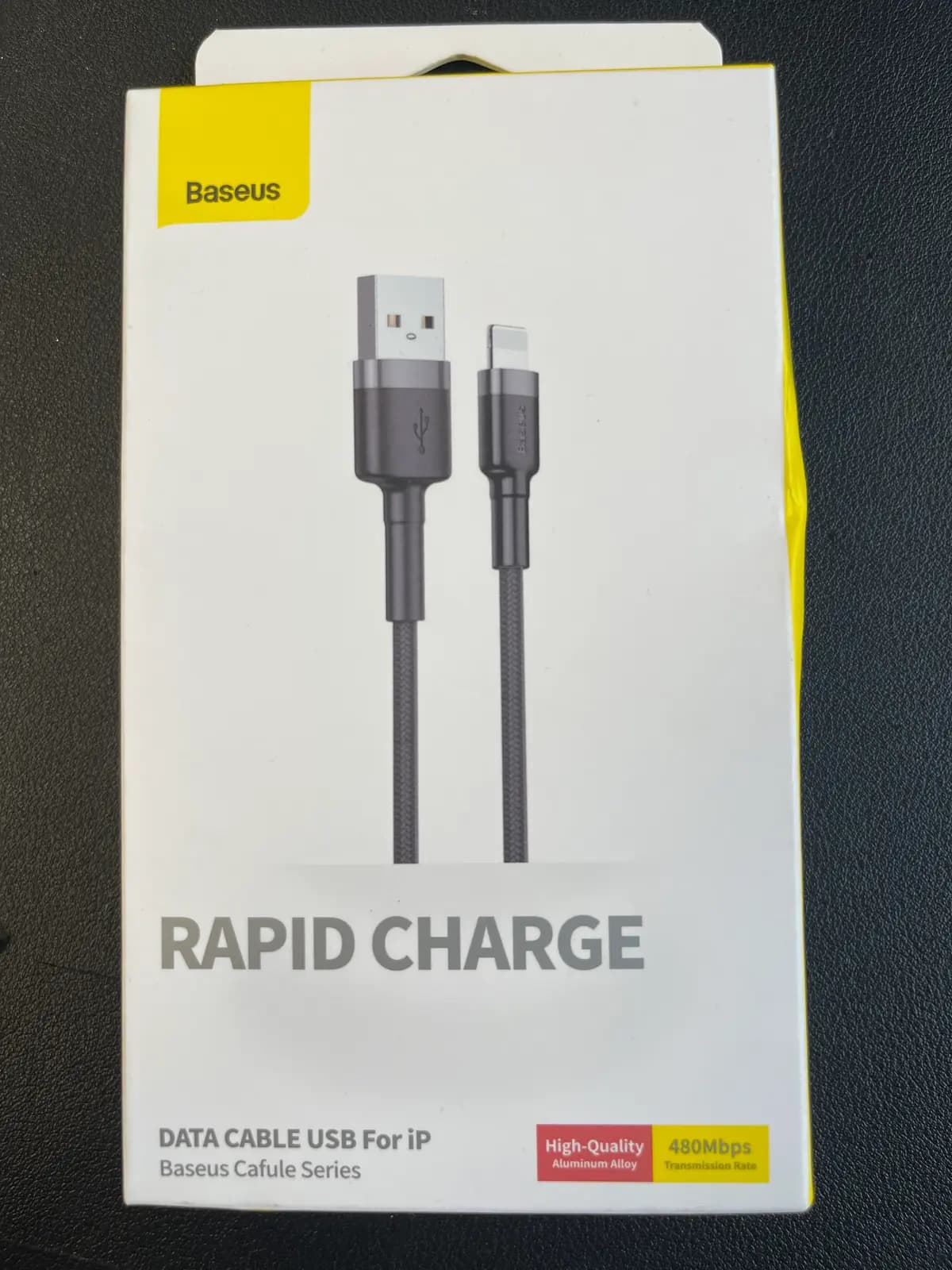 Kabelis BASEUS CALKLF-CG1, USB A - IP Lightning 2.0m QC3.0 su nailoniniu šarvu Cafule pilkas/juodas