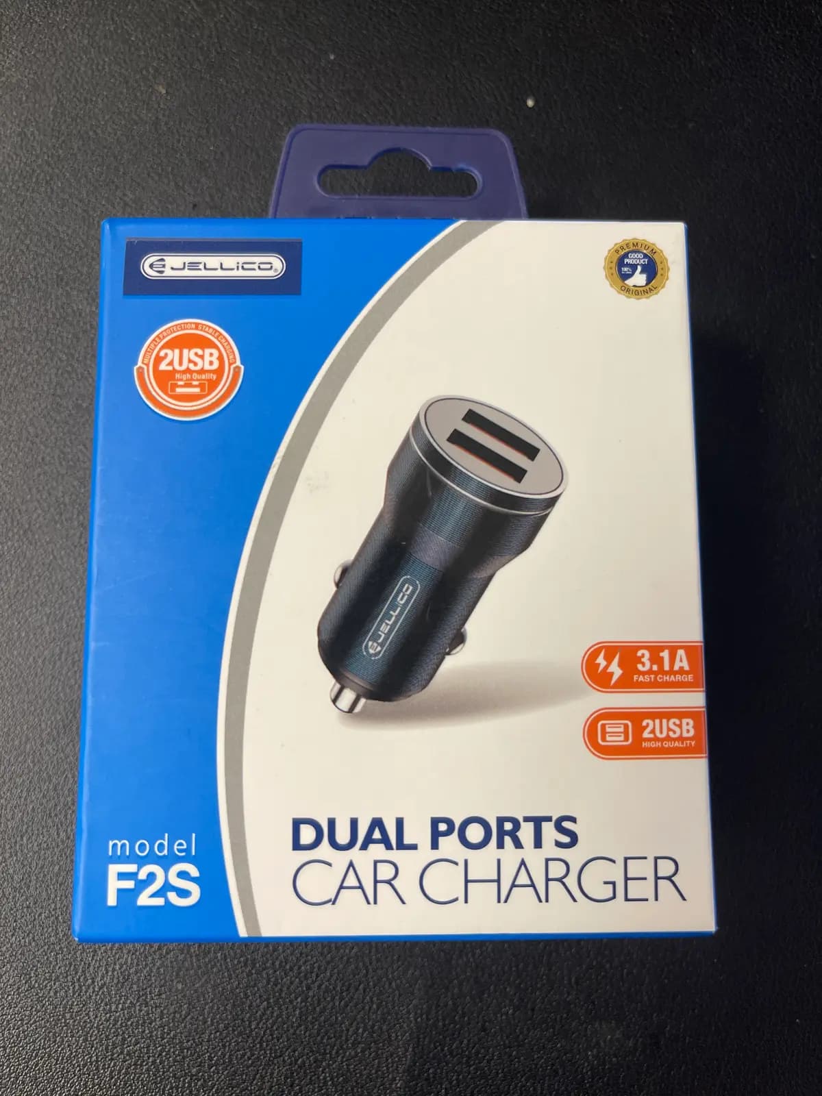 JELLICO car charger F2S 3.1A 18W 2xUSB Black - EAN