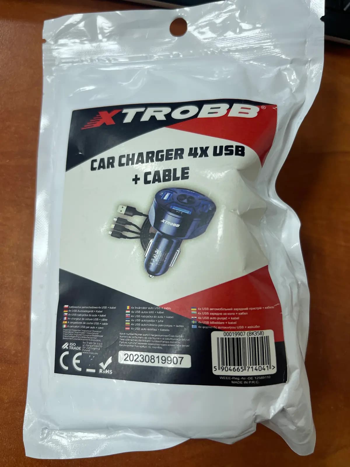 Automobilinis įkroviklis Xtrobb 19907, 4 x USB, su laidu