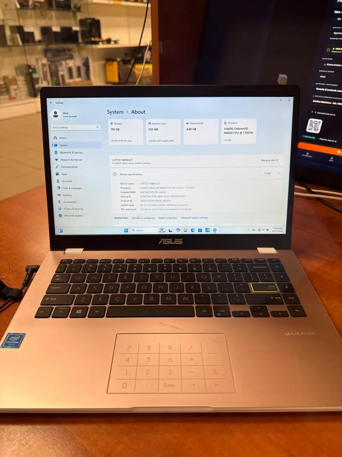 Nes. kompiuteris VivoBook E410MA RAM 4/114GB